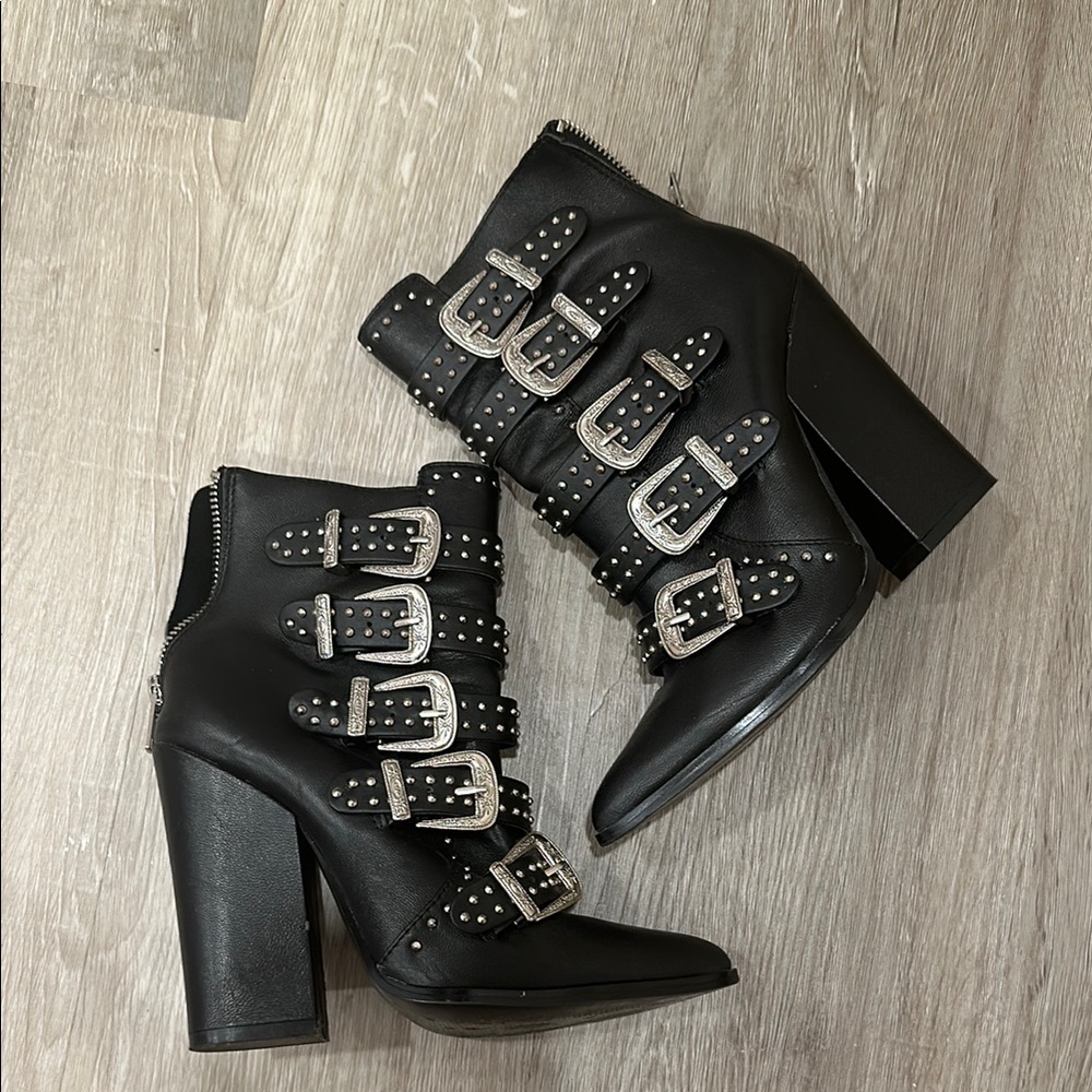Steve Madden Studded Ankle Boots with Buckle Detail